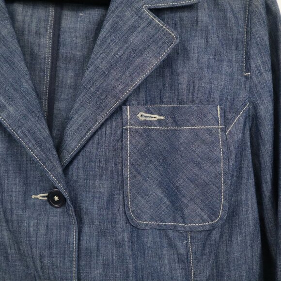 Tea Blazer Womens L Blue Retro Preppy Academia Twee 70's Classic Timeless Casual - Picture 6 of 16